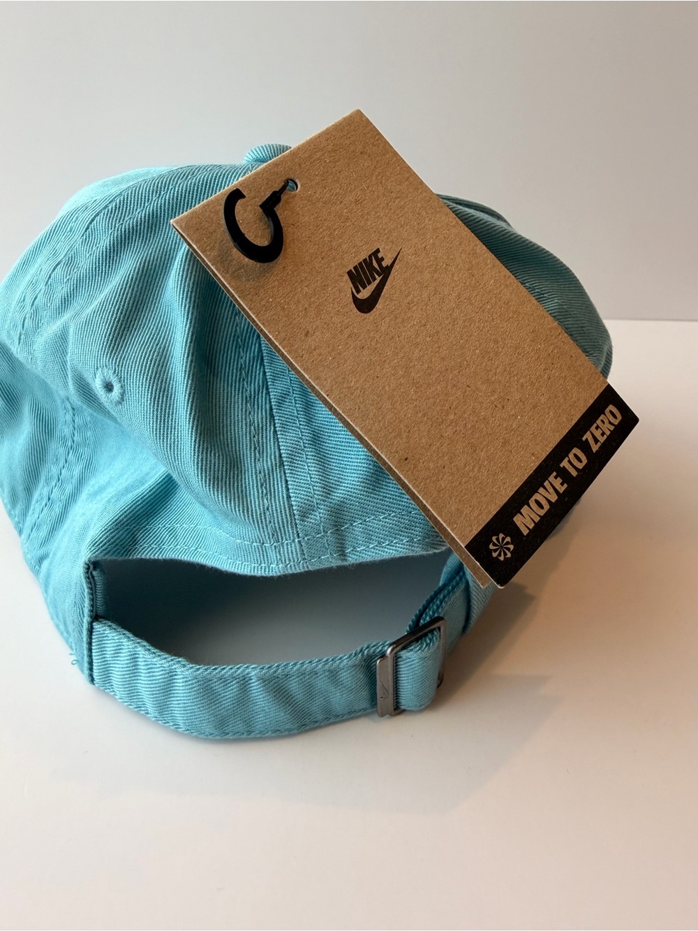 NWT Nike Club Cap Light Blue Aqua Embroidered Futura Logo Strapback Hat M/L - Picture 3 of 6